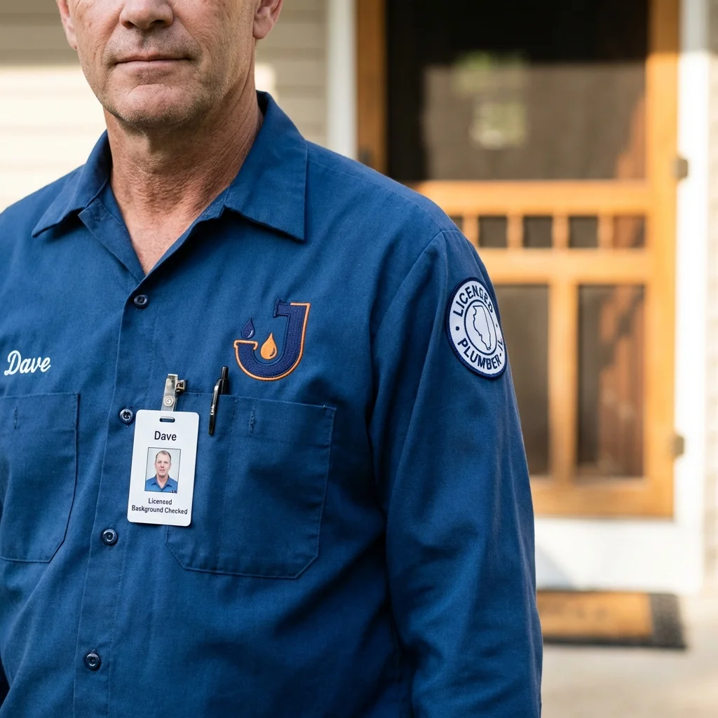Licensed plumber showing ID badge in Country Club Hills, IL