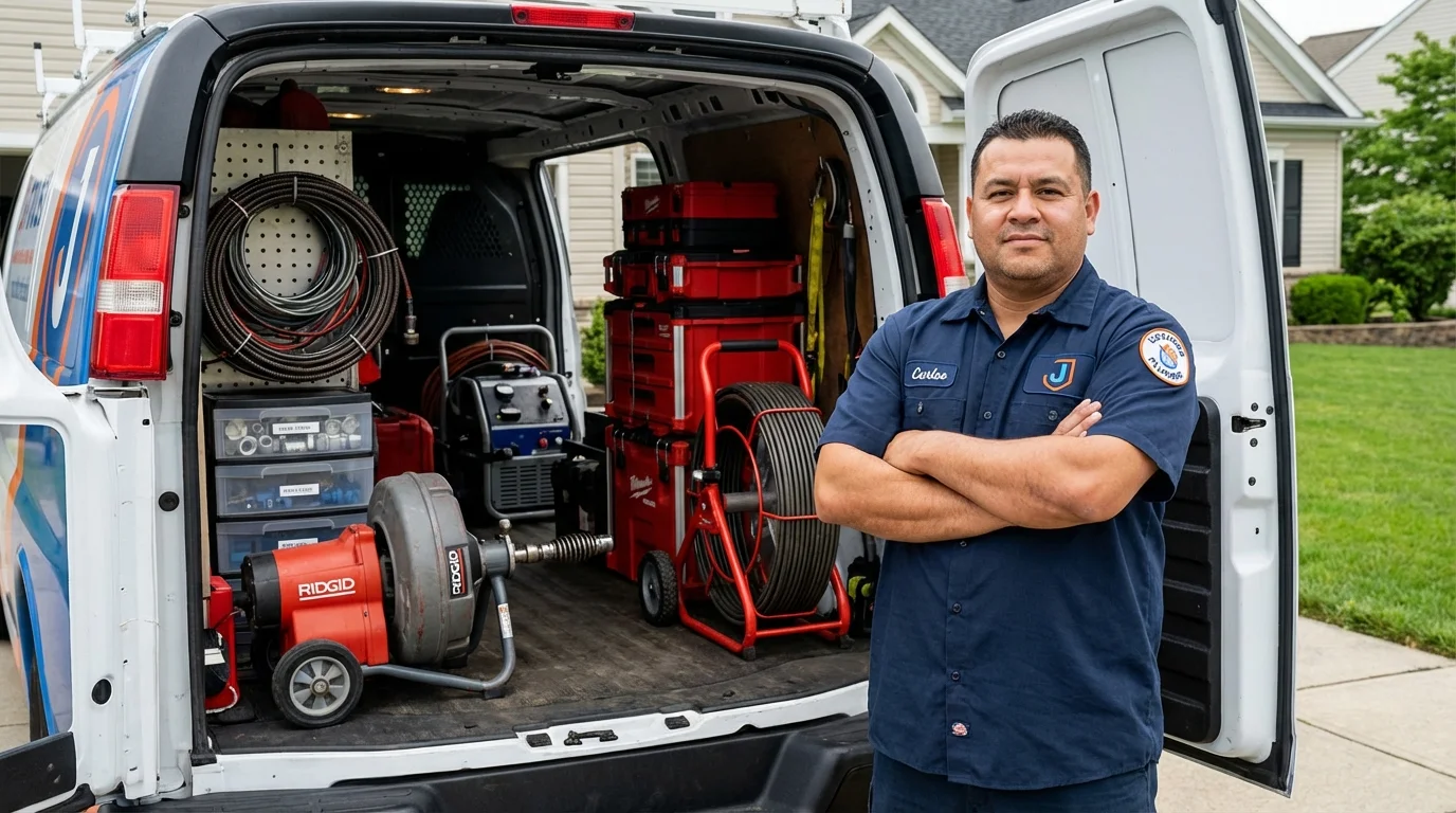 Professional drain cleaning equipment and Johns Plumbing LLC plumber in Country Club Hills