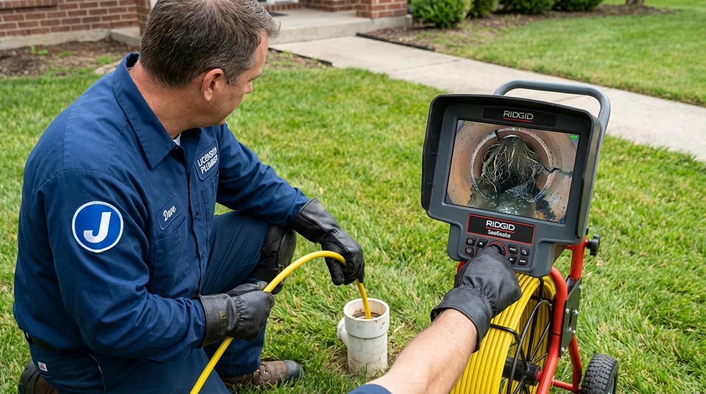 Sewer camera inspection being performed by Johns Plumbing LLC in Country Club Hills