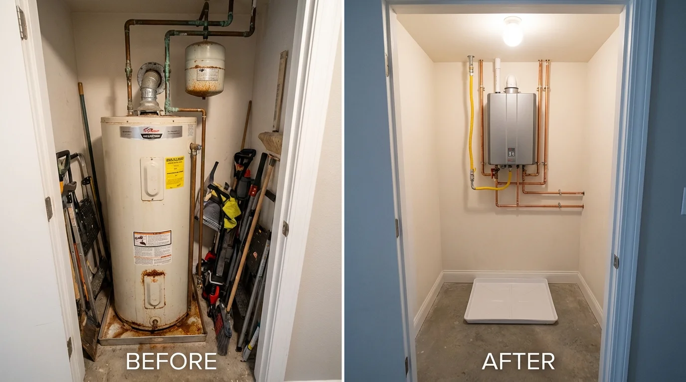 Tank water heater versus wall-mounted tankless unit comparison for Country Club Hills, IL homeowners