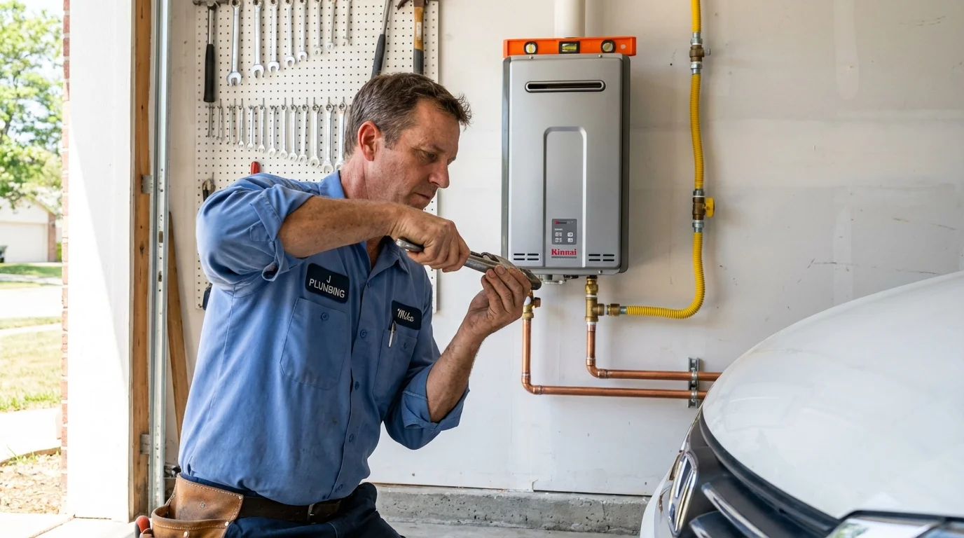 Tankless water heater installation by a Johns Plumbing LLC plumber in Country Club Hills